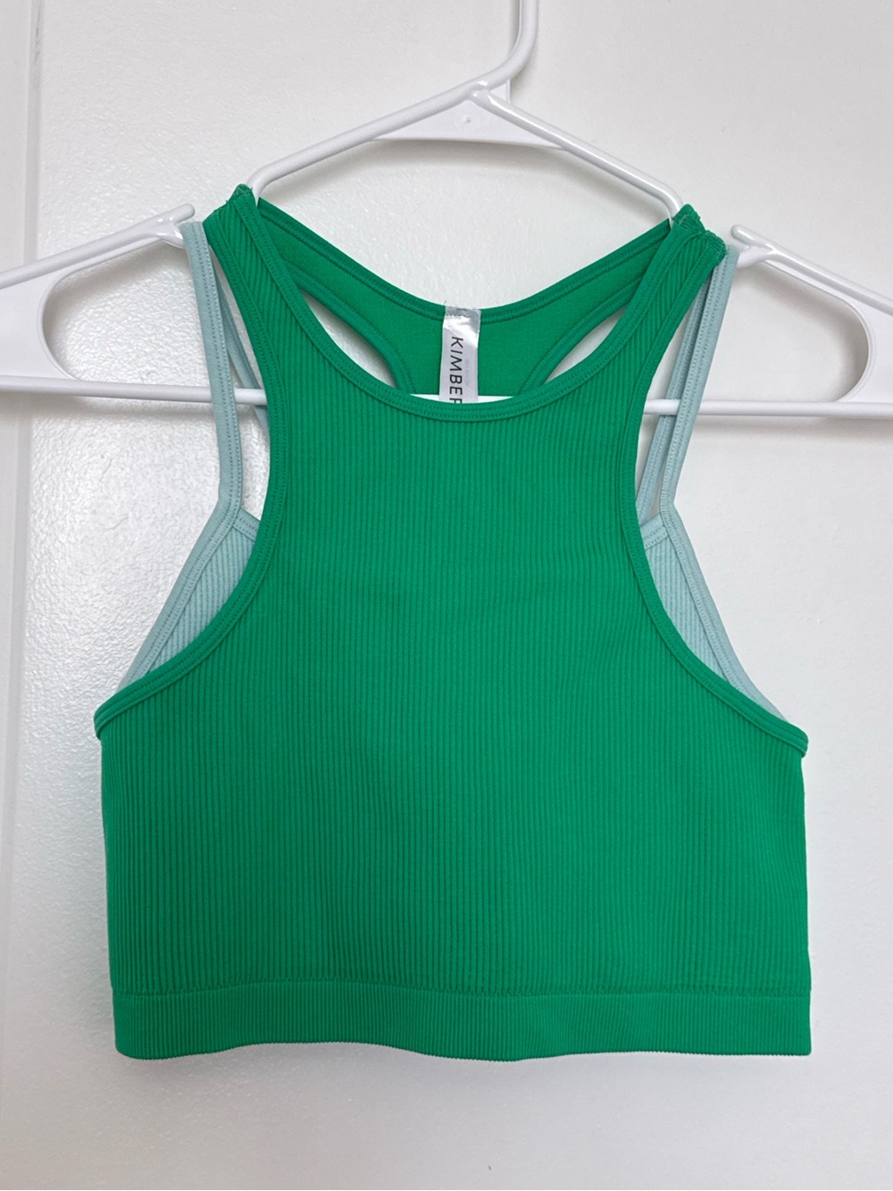 ✨5 for $25✨ Green Ribbed Double Layer Workout Top